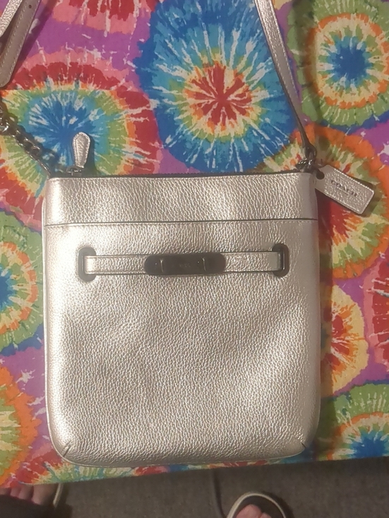 Coach Handbags - Coach Silver Metallic Crossbody Bag